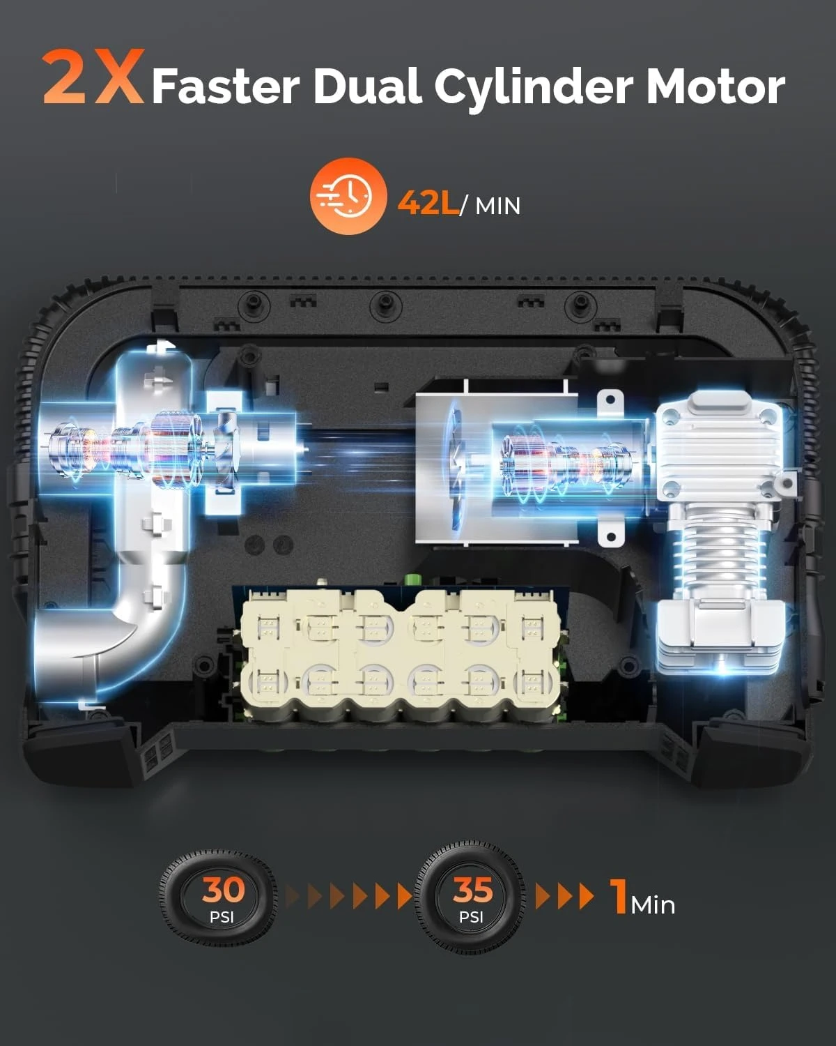 ZZH VORTEX S6 منفاخ الإطارات ضاغط هواء محمول للمركبات الثقيلة، مضخة هواء لاسلكية للسيارة والمطاطية مع #2
