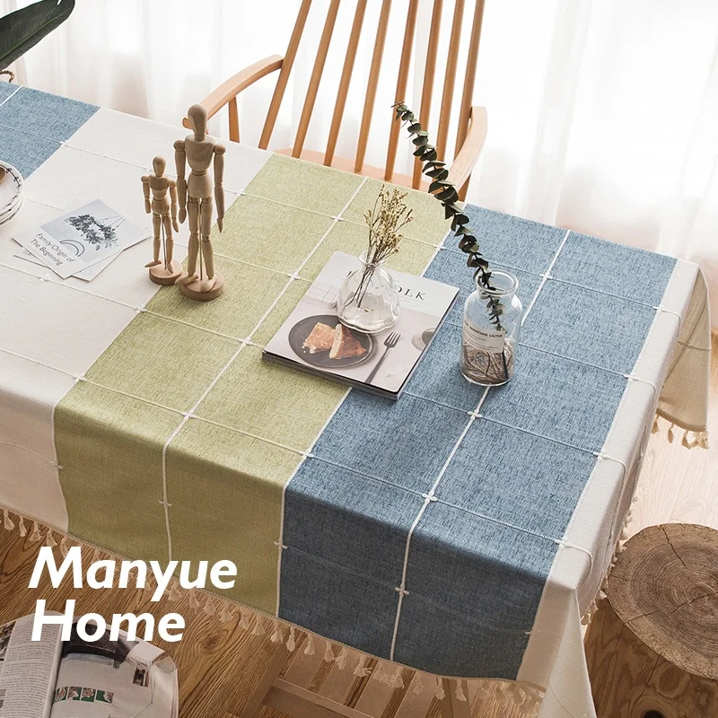 

Современная минималистичная скатерть с кружевными бахромами для гостиной, обеденного или чайного стола, прямоугольная, в клетку, в скандинавском стиле