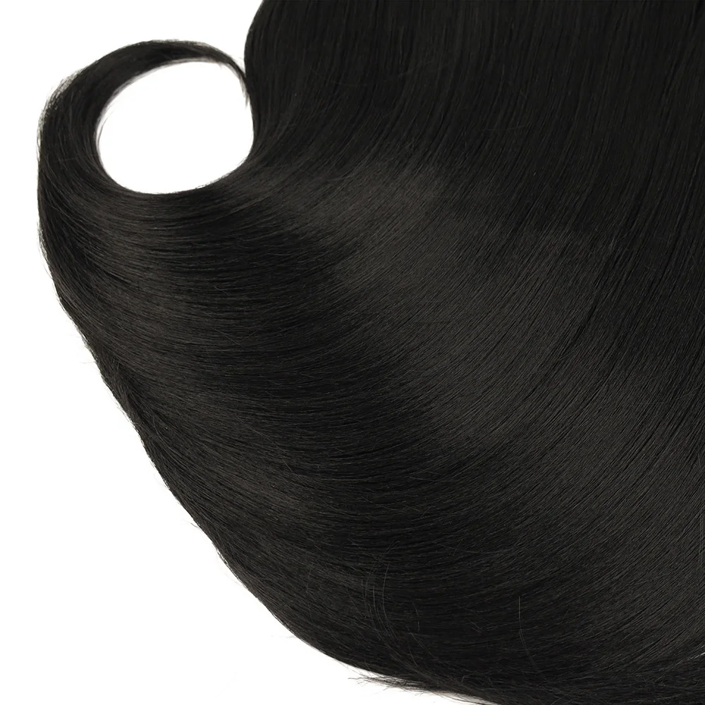 Synthetic Straight Hair Tail Curl Black 16 18 20‘’ 6 Bundles With Closure High Temperature Fiber Weave Hair Extensions For Women view 4