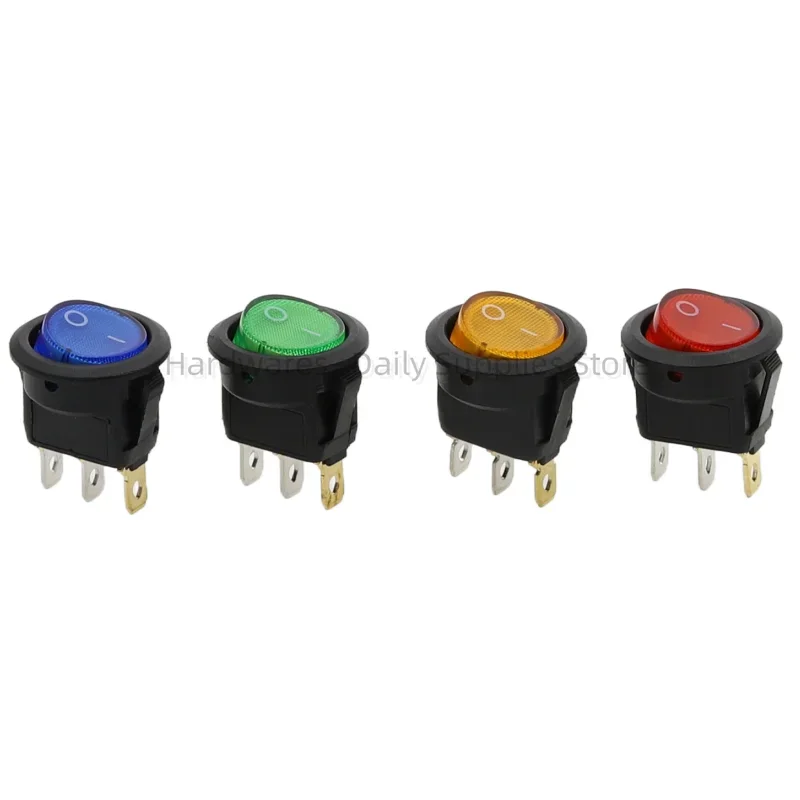 1szt 12V 220V Led Switch 16A 12V Dot Light Switch Power Switches Przycisk samochodowy ON/OFF 3pin Okrągły przełącznik kołyskowy KCD1 20mm — zdjęcie 4