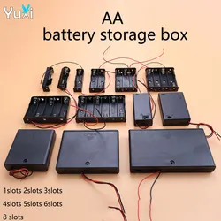 Yuxi 1piece 1 2 3 4 5 6 8-slot DIY battery holder container plastic AA size battery holder storage box rack with lead wire