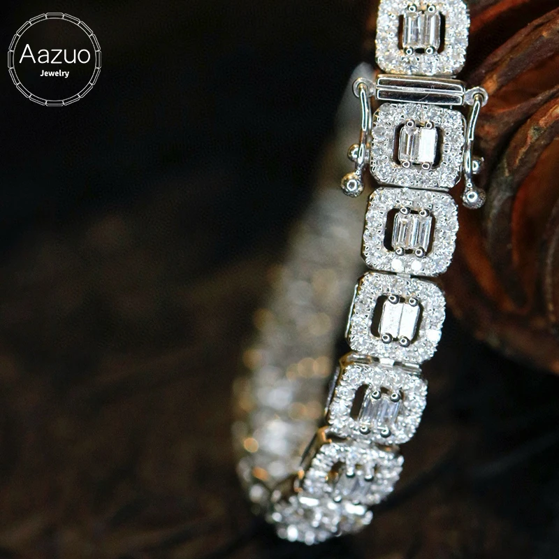 Aazuo High Quality 18K White Gold Real Diamonds 3.5ct Luxury Bracelet For Woman Upscale Trendy Wedding Engagement Party Au750