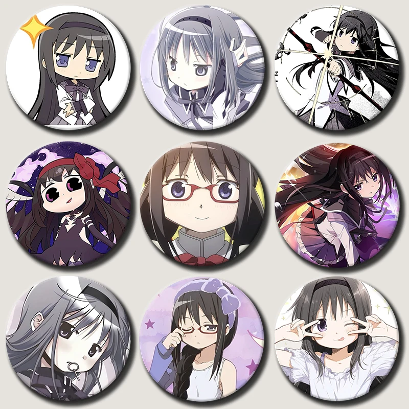 Anime Character Homura Akemi Button Pin Cartoon Role Homura Akemi Brooch Creative Badge for Backpack Clothes Decoration Gift