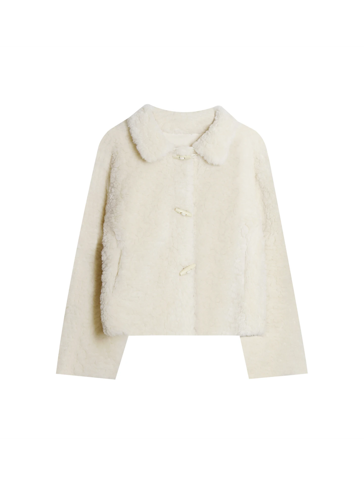 Chen Daya 厚みのある羊皮コート レディース 秋冬デザイン 襟付き ボタン付き プラッシュ アウター ルーズフィット 長袖 ショートコート