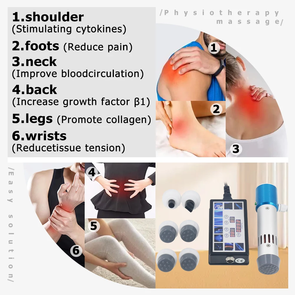 آلة العلاج بالمستخدمين المحمولة 300MJ لعلاج الضعف الجنسي الفعال وتخفيف آلام الجسم العلاج الطبيعي مدلك موجة الصدمة