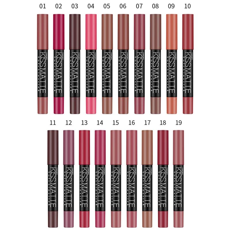 日色กำมะหยี่ลิปสติกเนื้อแมทดินสอกันน้ำติดทนนานเซ็กซี่สีแดงหมุนได้ลิปไลเนอร์ปากกาชุดแต่งหน้าเครื่องมือเครื่องสำอาง