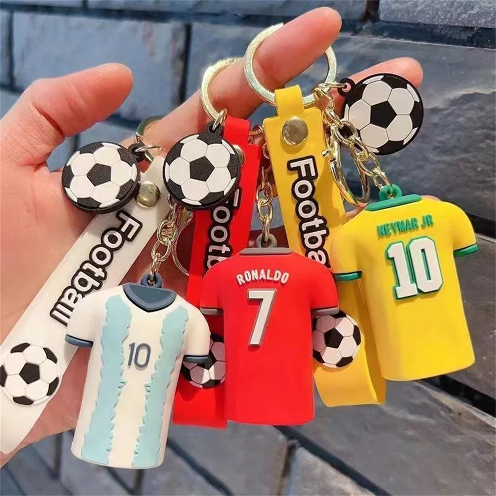 Creative Simulation Football Jersey Keychain Creative Gift Action Figure Car Keychain Sports Peripherals-image