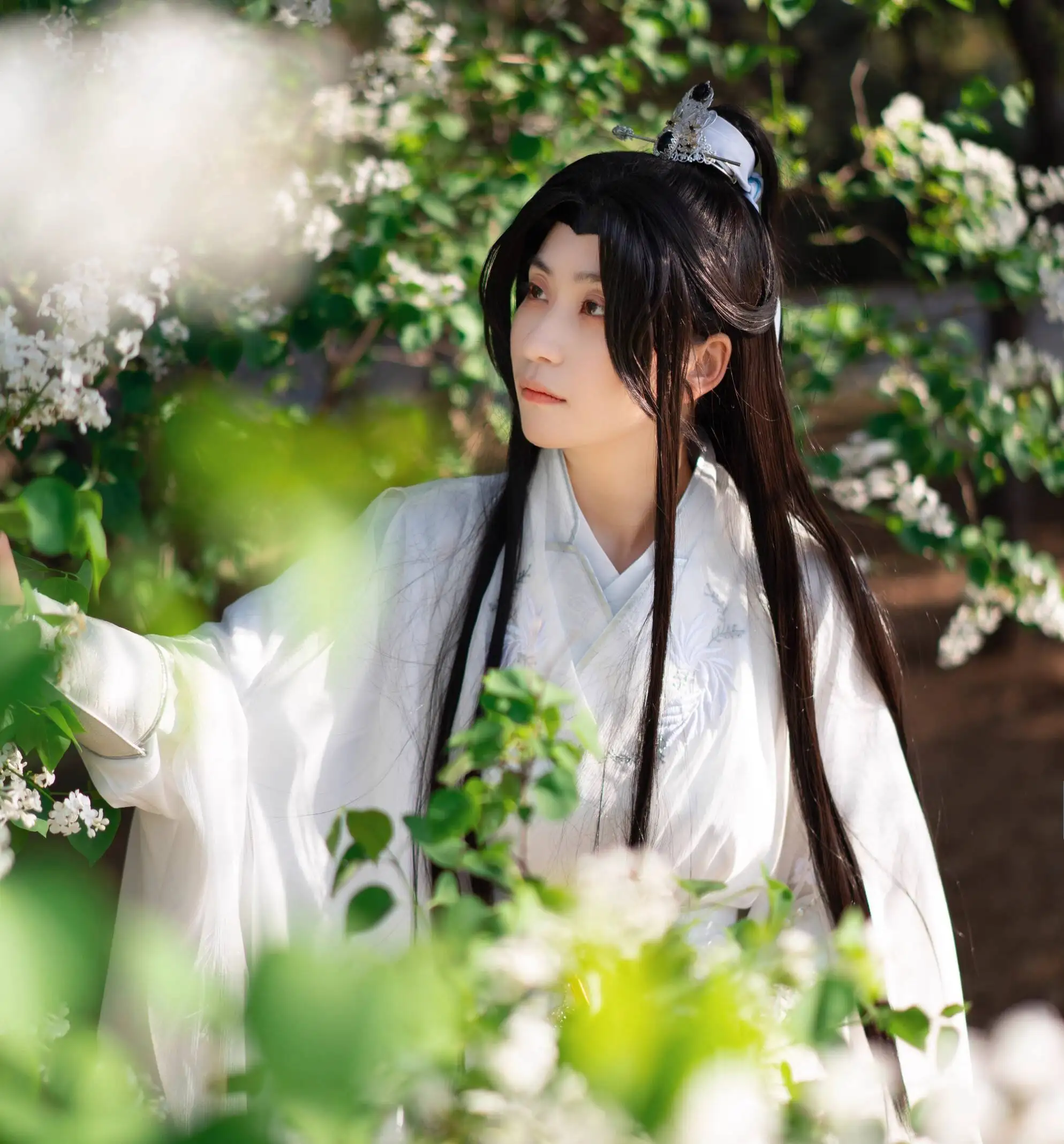 Stile antico Comico Hanfu Montaggio superficiale Modellazione Cos Parrucca Chu Wanning Mu Ziqi Xie Lian Copertura parrucca Coplay Halloween