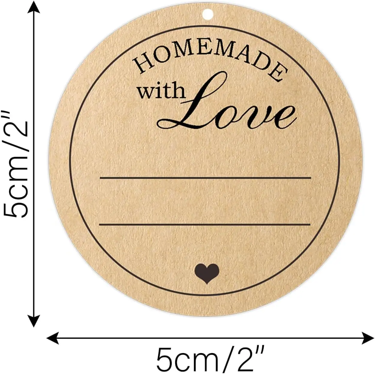 Homemade with Love Tags 2 Inch Round Kraft Handmade Tags with String Gift Tags for Gift Wrapping,Arts&Crafts