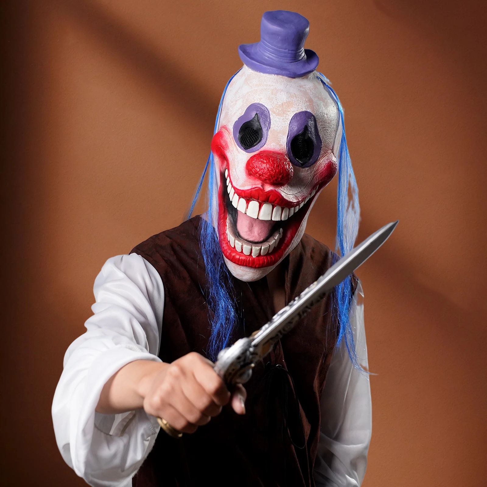 Eine realistische Clown-Maske. Latex-Kopfbedeckung. Halloween-Kostümzubehör, perfekt für gruselige Partys und Kostümveranstaltungen!