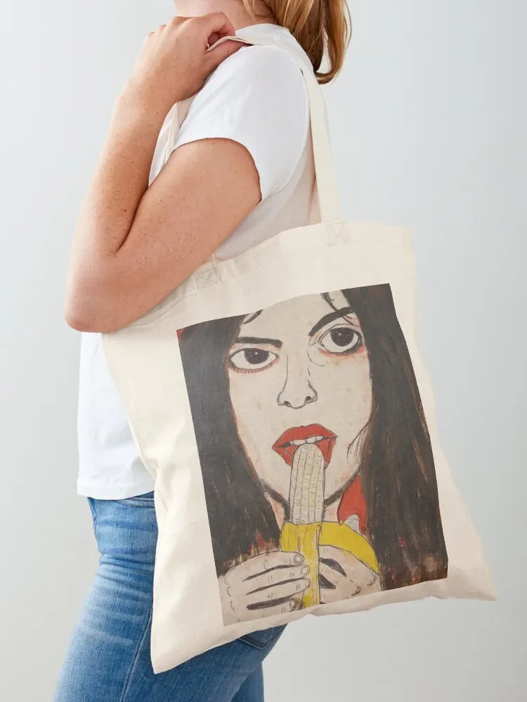 Lina enjoys her Banana Tote Bag reusable shopping bag tote bag men's