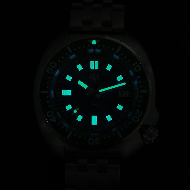 Watchdives WD6105 Dive Watch NH35 Movement 300M Waterproof Sapphire Crystal C3 Green Luminous Stainless Steel Luxury Wristwatch