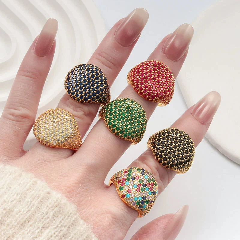 Hot selling Full Zircon Curved Ring in Europe and America Luxurious Starry Sky Rings Party Accessories KOFSAC