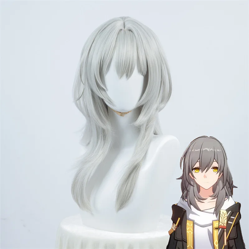 

Bhāo Huài Xīng Qióng Tiě Dào Pioneer Female Cosplay Wig, Simulation Scalp, Silver Gray Mixed Color Gradient