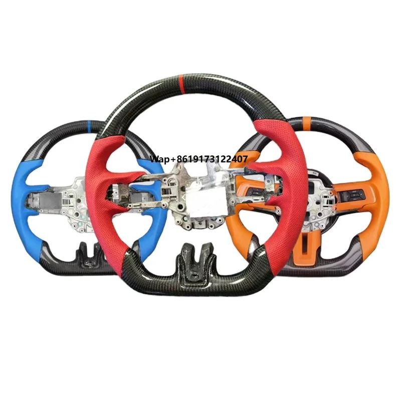 

100% Carbon Fiber Leather Sports Steering Wheel for 2015-2019 for Mustang GT500/GT350
