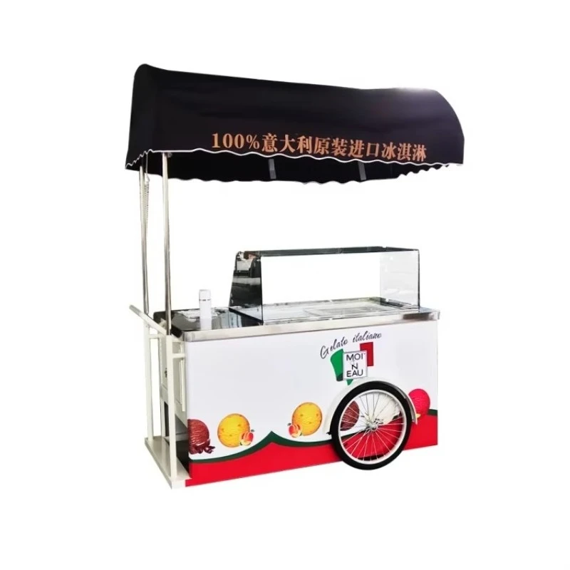 Ice cream with folding table Ice cream display car with universal wheel