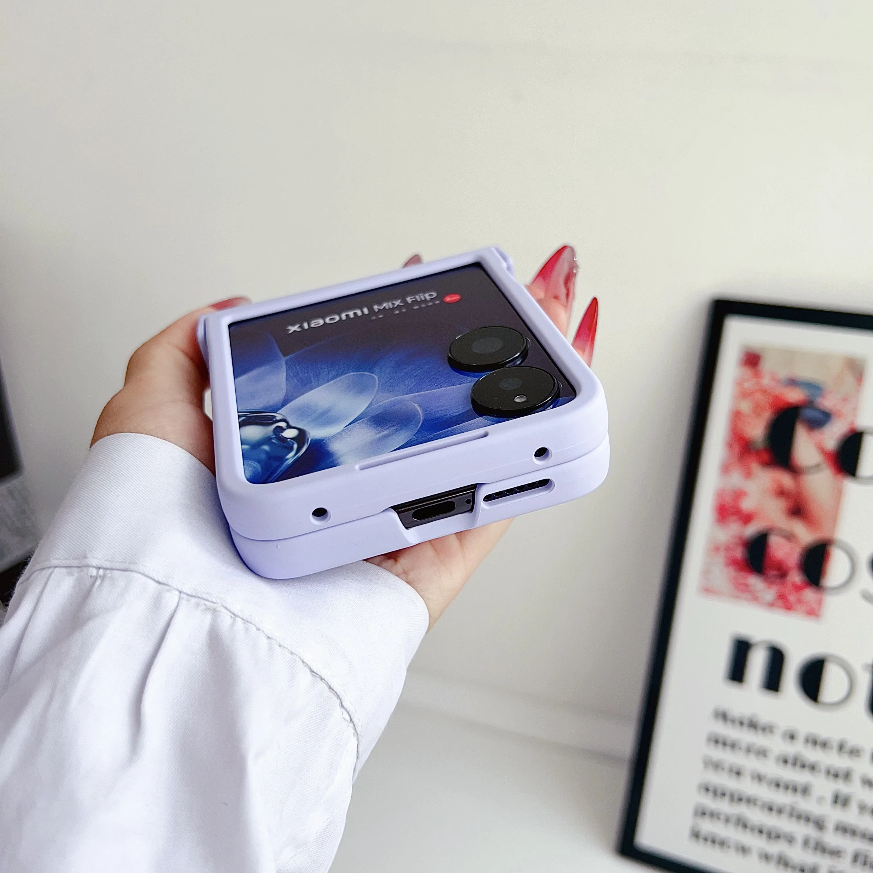 Für Xiaomi MIX Flip Fall Ring Ultra-dünne Matte Haut-Freundliche Stoßfest Schutz Scharnier Klapp Hard Cover Zubehör Funda – Detail 2