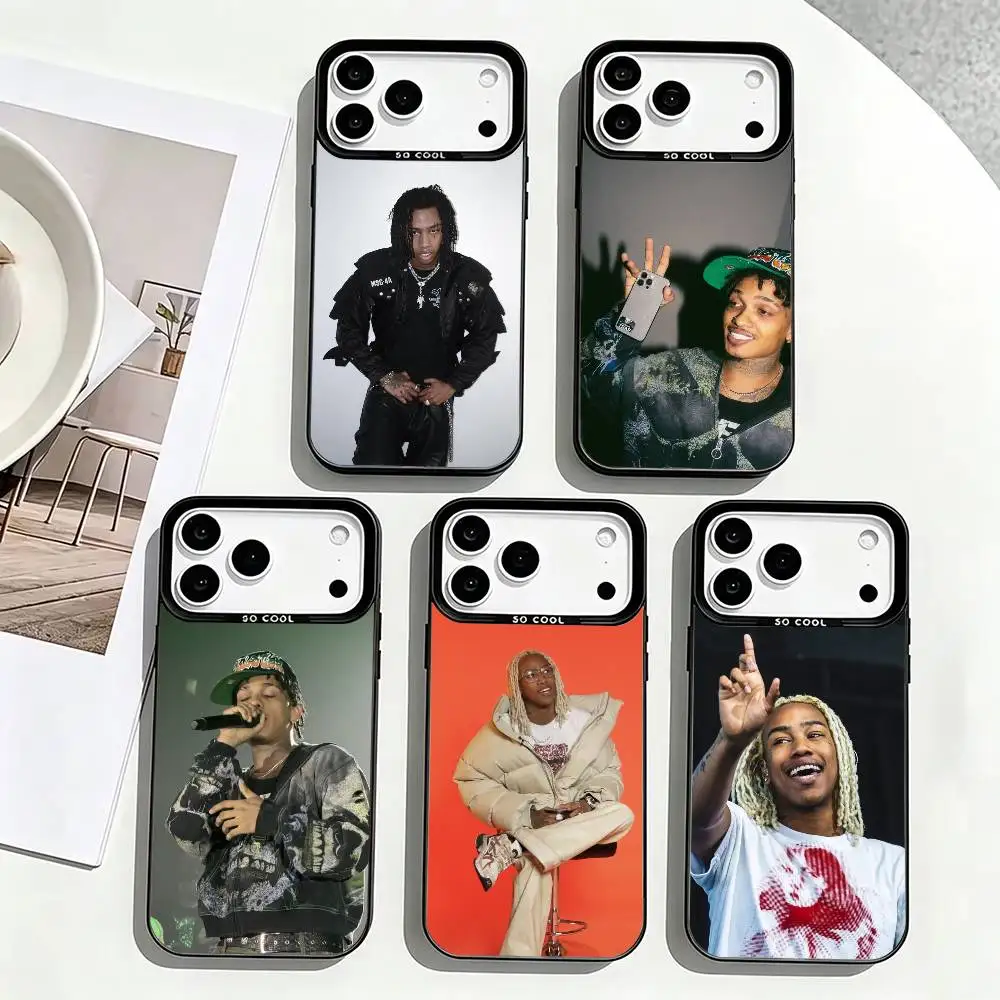 Funda para Teléfono R-Rich Amiri Rapper para iPhone 17, 16, 15, 14, 13, 12, 11 Plus, Pro Max, XS, Cubierta Interior Plateada de Color