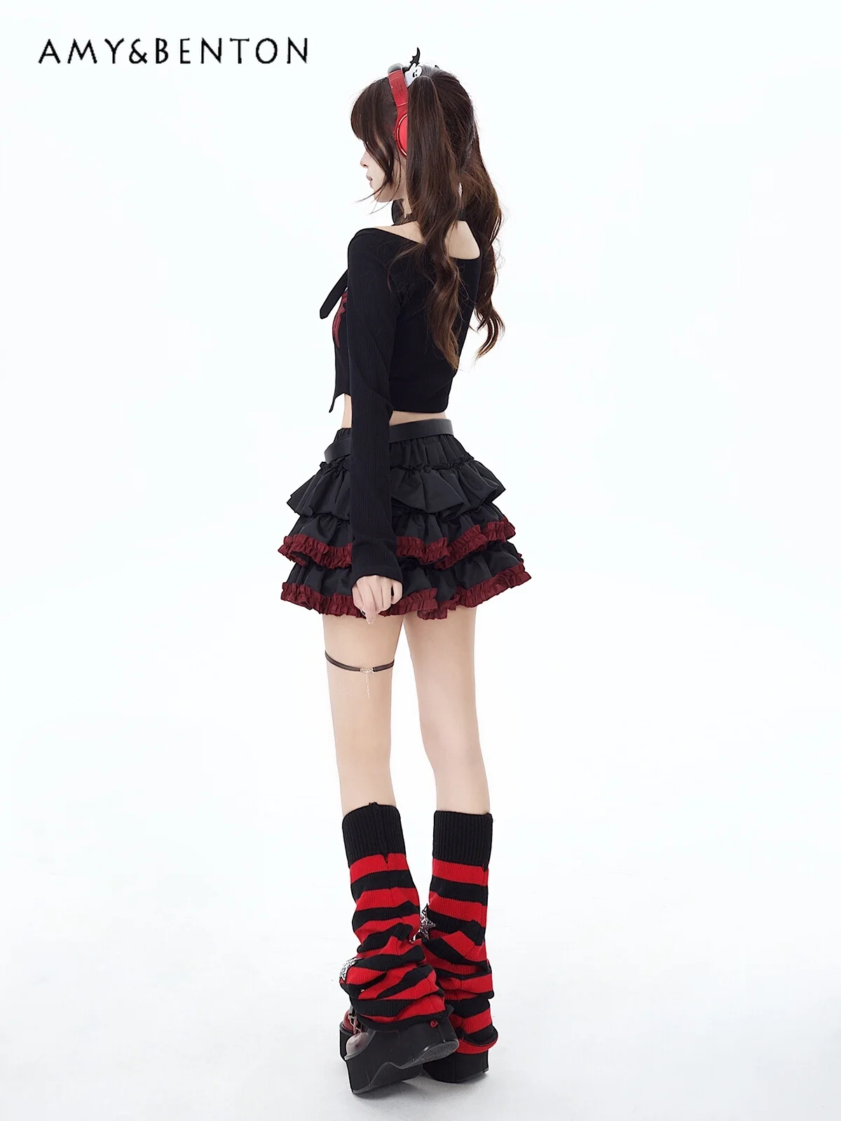 Subculture Harajuku Style Punk Cake Skirts Spring and Summer New Hot Girl Y2K High Waist Slim Patchwork Goth Mini Skirt Women
