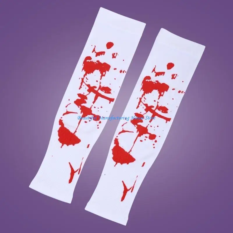 E56A Halloween Arm Cover Outdoor Cycling Hiking Oversleeve Women Fashion Sunproof Stay Cool Arm Cover Cycling Gloves