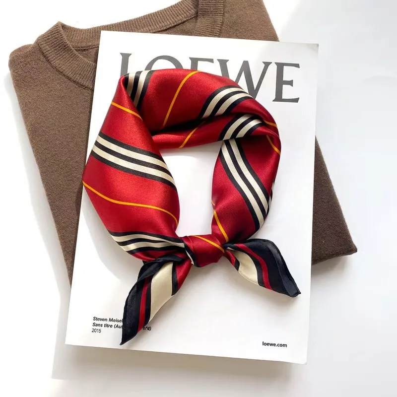 

Новый осенний модный универсальный тюлевой шелковый шарф, женский шелковый маленький квадратный шарф из тутового шелка