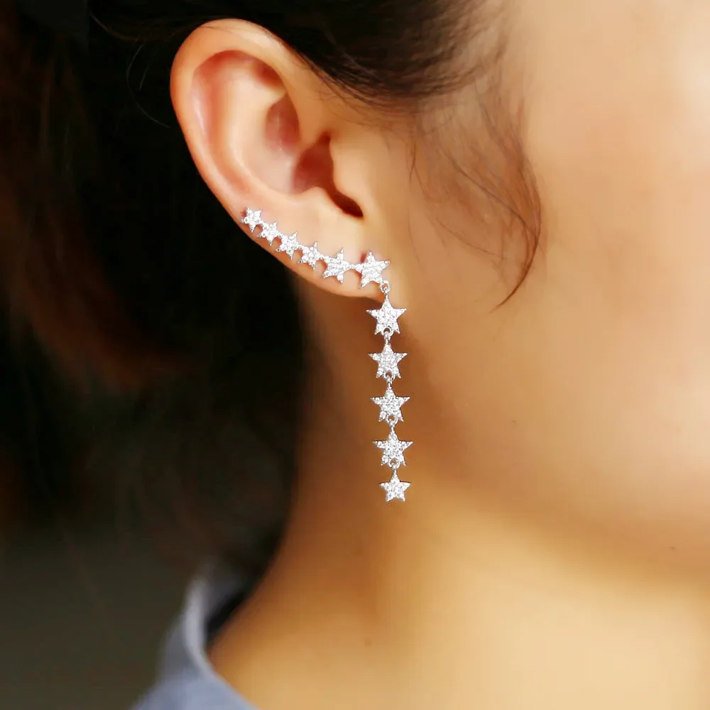 أزياء المرأة حساسة لطيف ستار المبهر Dorp القرط للفتيات الجميلات 11 تشيكوسلوفاكيا نجوم سحر العلامة التجارية غرامة أقراط مجوهرات 2025