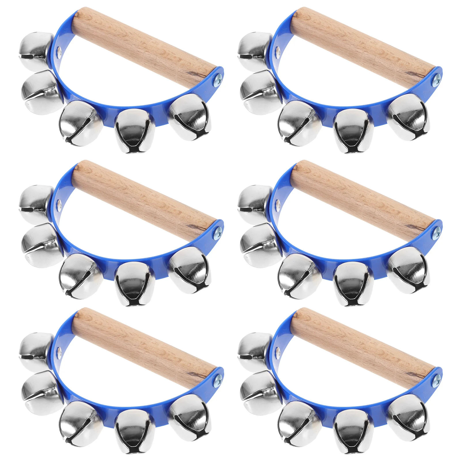 6 ชิ้น Hand Bells เครื่องดนตรีกลองแบบพกพาเด็กผู้ใหญ่ของเล่น Bells มือสั่นเครื่องดนตรี
