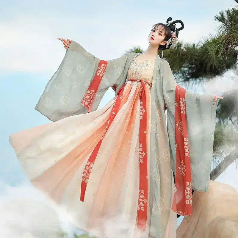 

Ancient Traditional Chinese Women Elegant Hanfu Dress Fairy Embroidery Stage Folk Dance Costume Retro Song Dynasty Sets