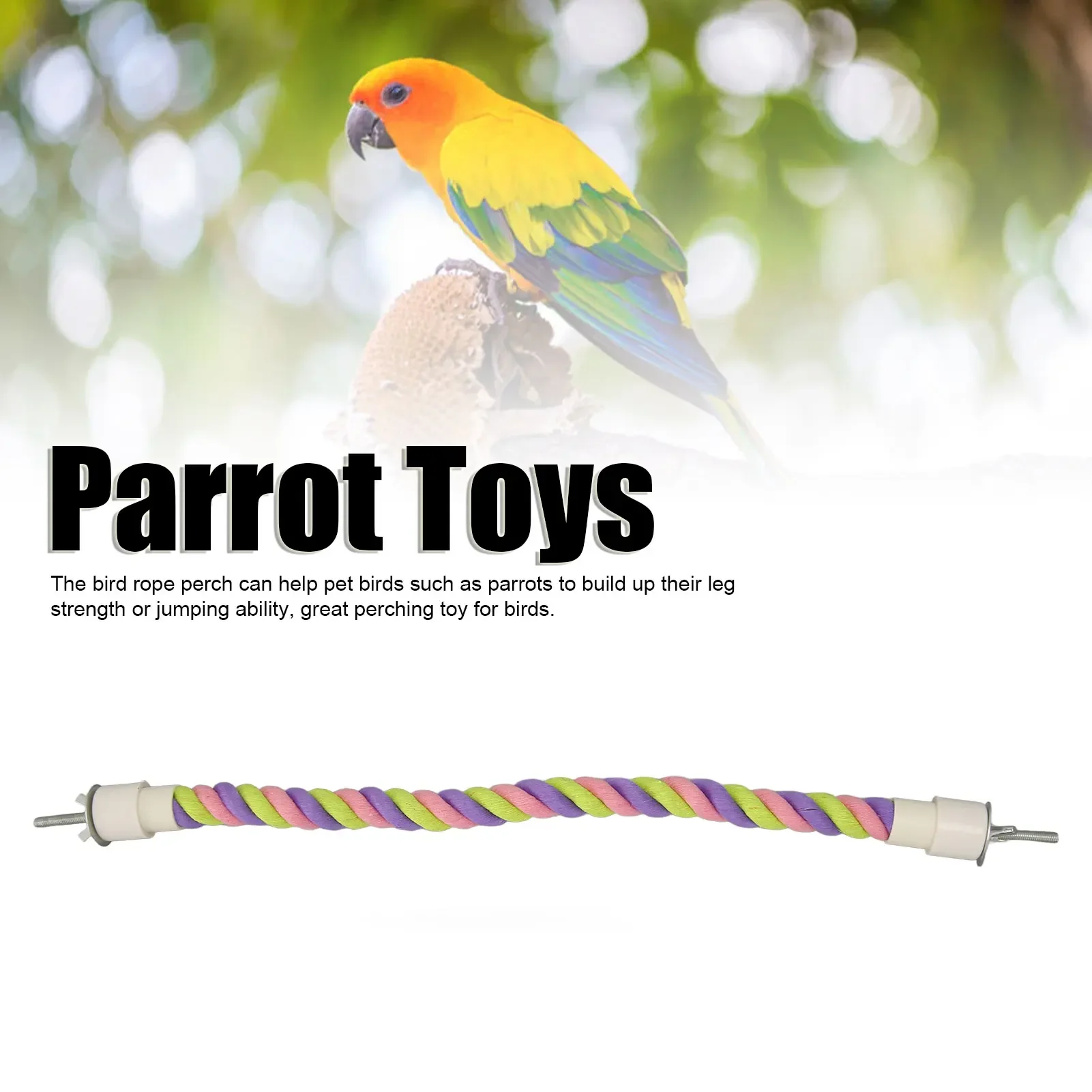 Bird Rope Perch Fun Colorful Swing Climbing Cotton Rope Bird Toys For Parakeets Cockatiels Parrotlets Lovebirds Budgies