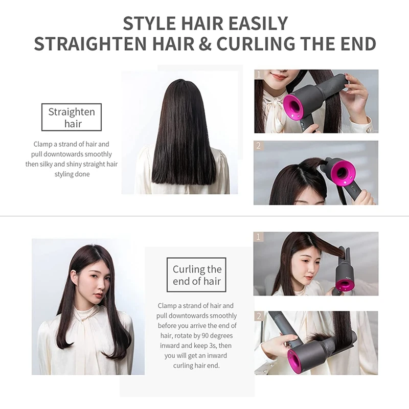 For Dyson HD01/HD02/HD03/HD04/HD08/HD15 Hair Dryer Straight Hair Nozzle Straight Board Clip+Wide Tooth Comb Styling Tool