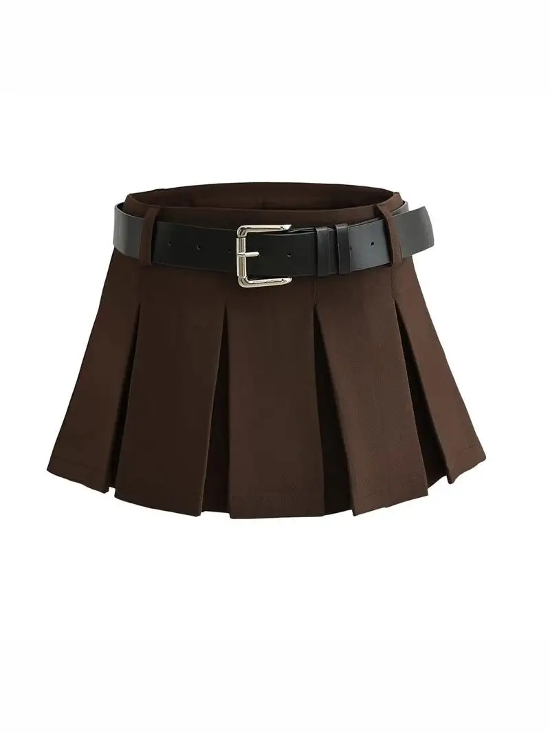 Gonna a trapezio a vita bassa Gonna da strada alla moda Sle in puro colore plissettato anti-luce per donna Design a vita alta