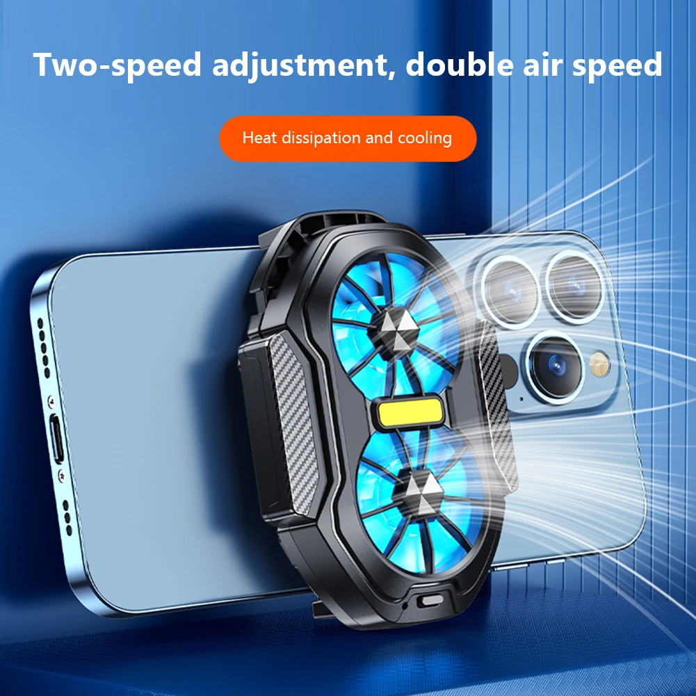 Dual Fan Rechargeable Mobile Phone Cooler Radiator for Android IOS Game Cooler Universal Phone Cooler Plug-in/Rechargeable