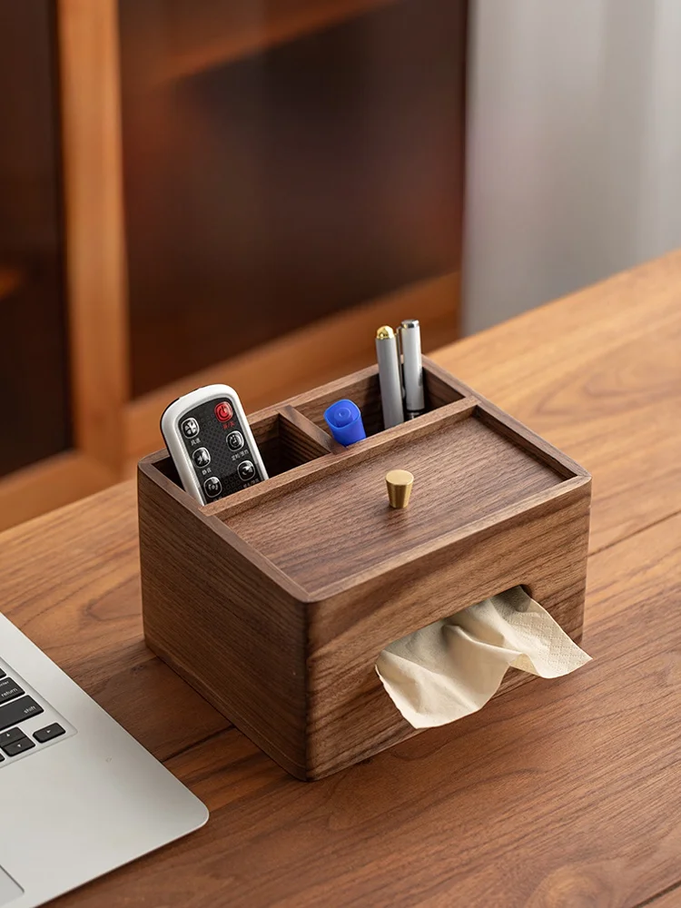 

Многофункциональный деревянный органайзер для пультов и салфеток Bla Walnut Wood для журнального столика, для среднего возраста