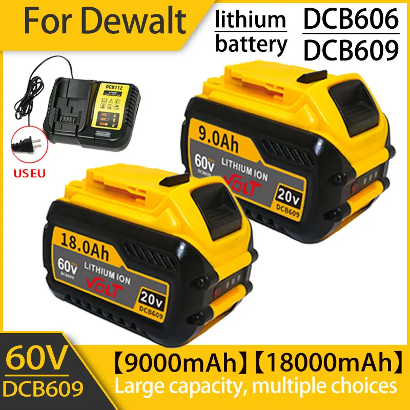 Replacement Battery For DeWalt 20V/60V MAX Li-ion Battery For DeWalt DCB547-XJ DCB200 DCB609  DCB201 For Flexvolt Tool Batteries