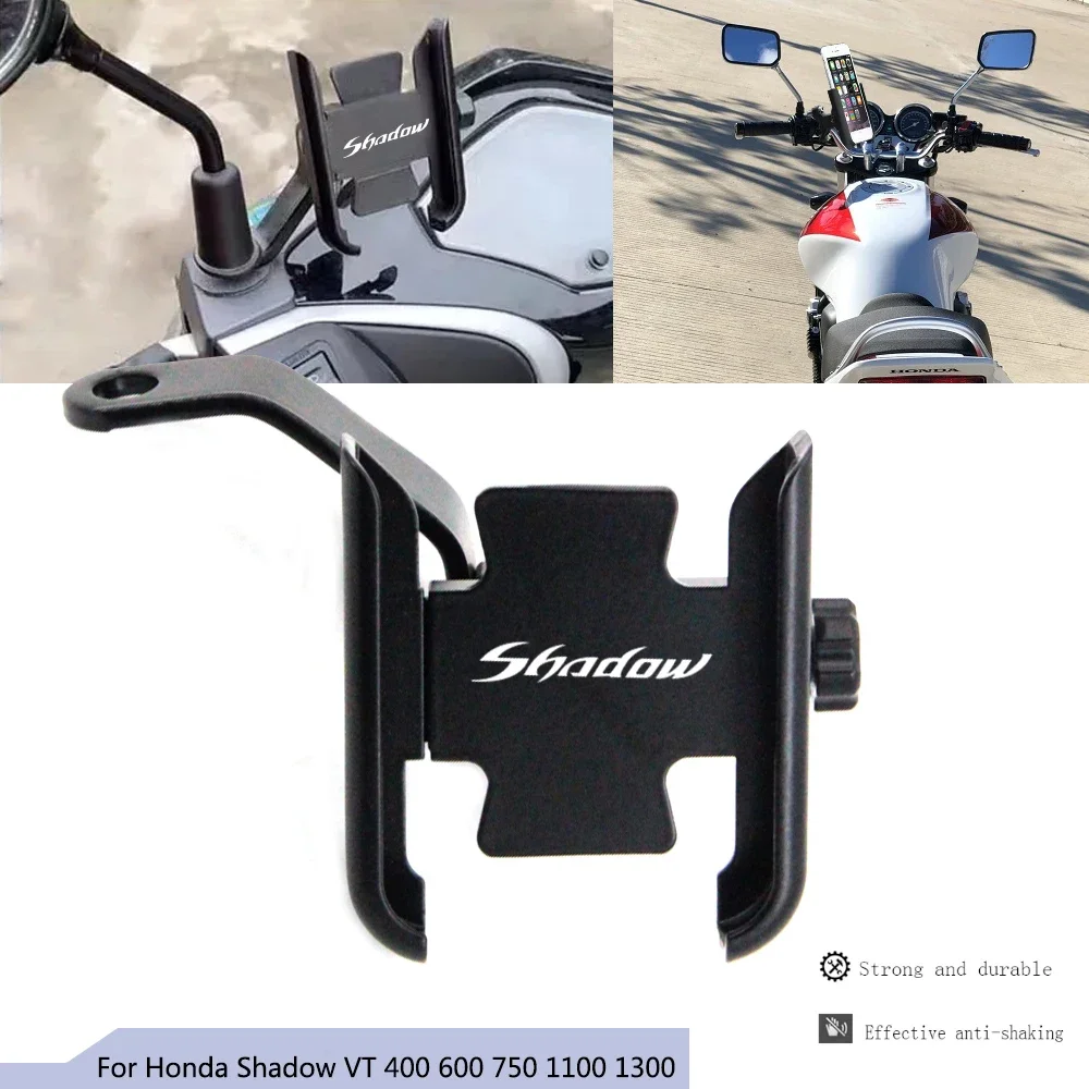 

Motorcycle Cell Phone Holder Mirror Handlebar GPS Stand Bracket For Honda Steed Shadow 400 600 VLX400 VLX600 VT400C VT600C VT600