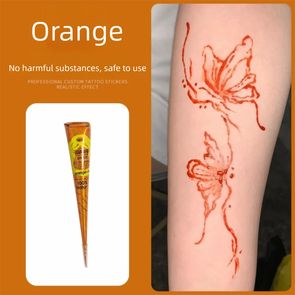 Easy-To-Use Henna Tattoo Cream Black Brown Temporary Henna Paste Cone Semi-permanent Temporary Tattoo Paste Henna Tattoo view 4