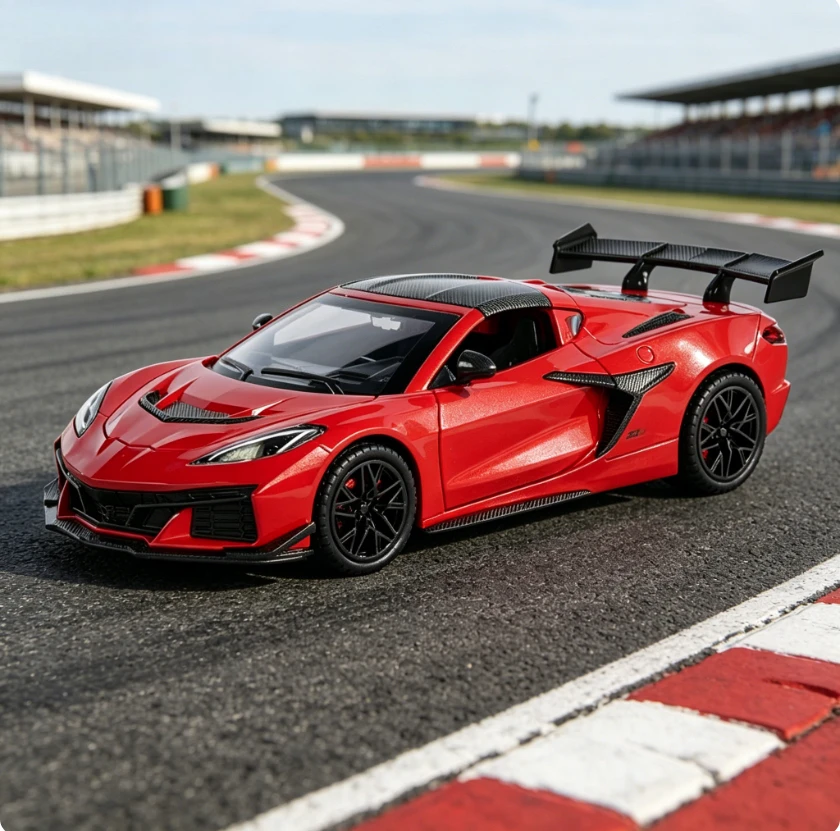 1:32 Corvette C8 ZR1 Statisches Maßstabsgetreues Diecast-Automodell mit Realistischem Interieur Desktop-Sammlerstück Premium-Geschenk für Auto-Enthusiasten