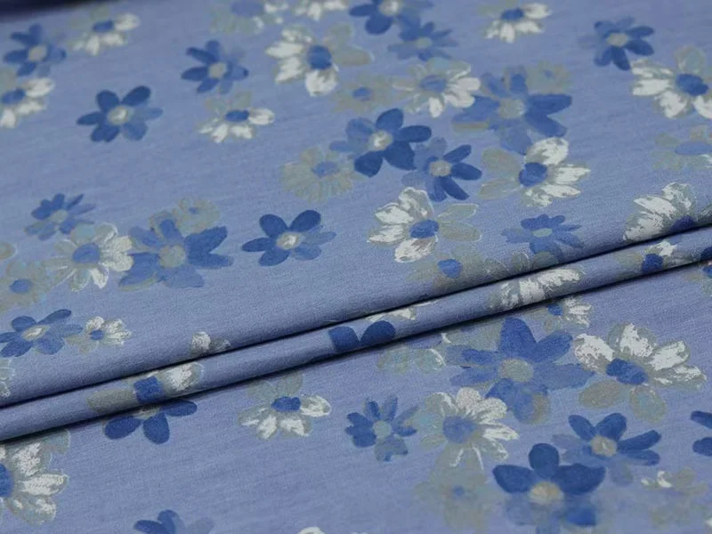 تصميم جديد لعام 2025 فستان من قماش الدنيم المغسول المطبوع من القطن الأزرق قميص رقيق للربيع/الصيف