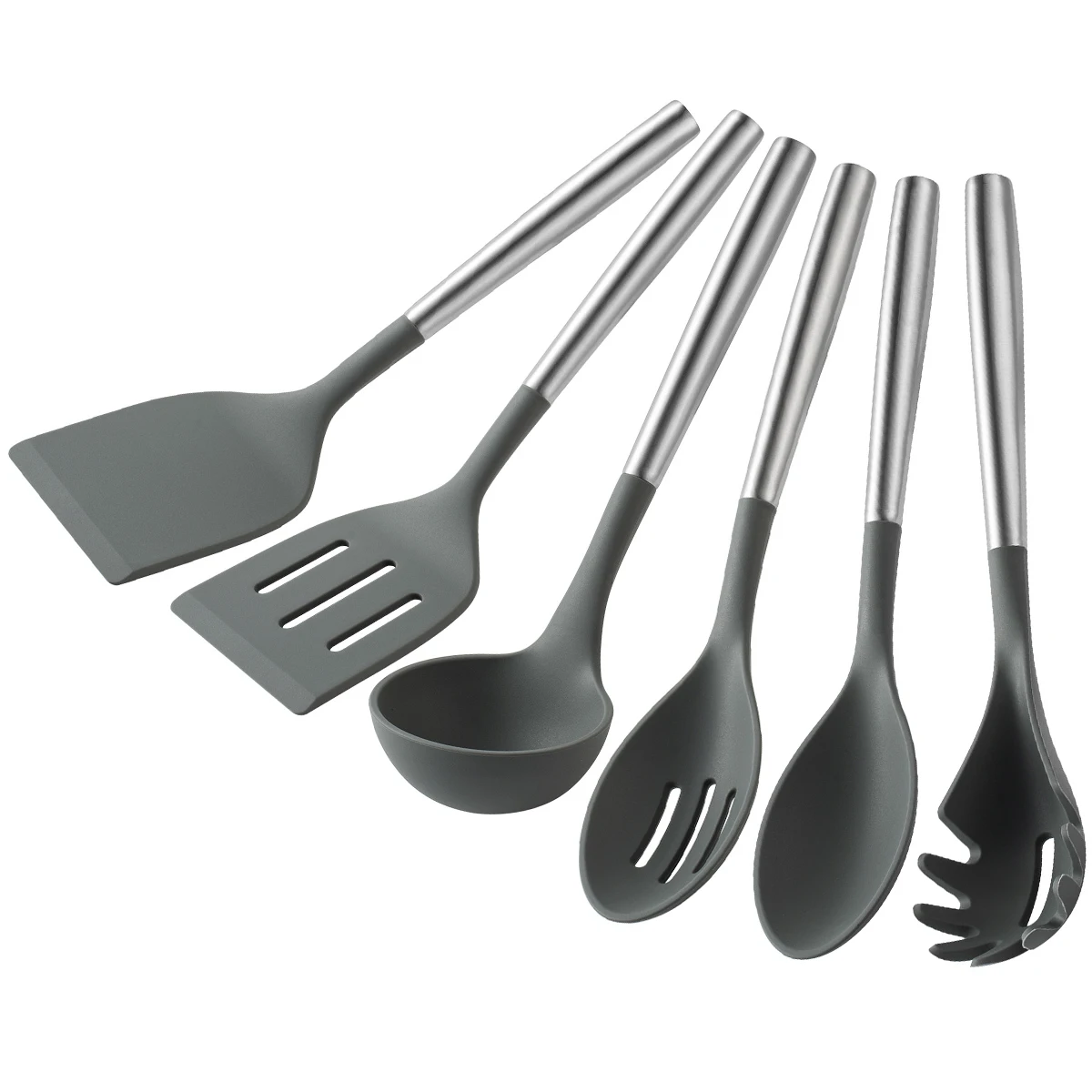 6pcs Black Silicone Kitchenware Set Household Kitchen Utensils Set Spatula Strainer Soup Spoon Spaghetti Clip Cooking Tool Sets