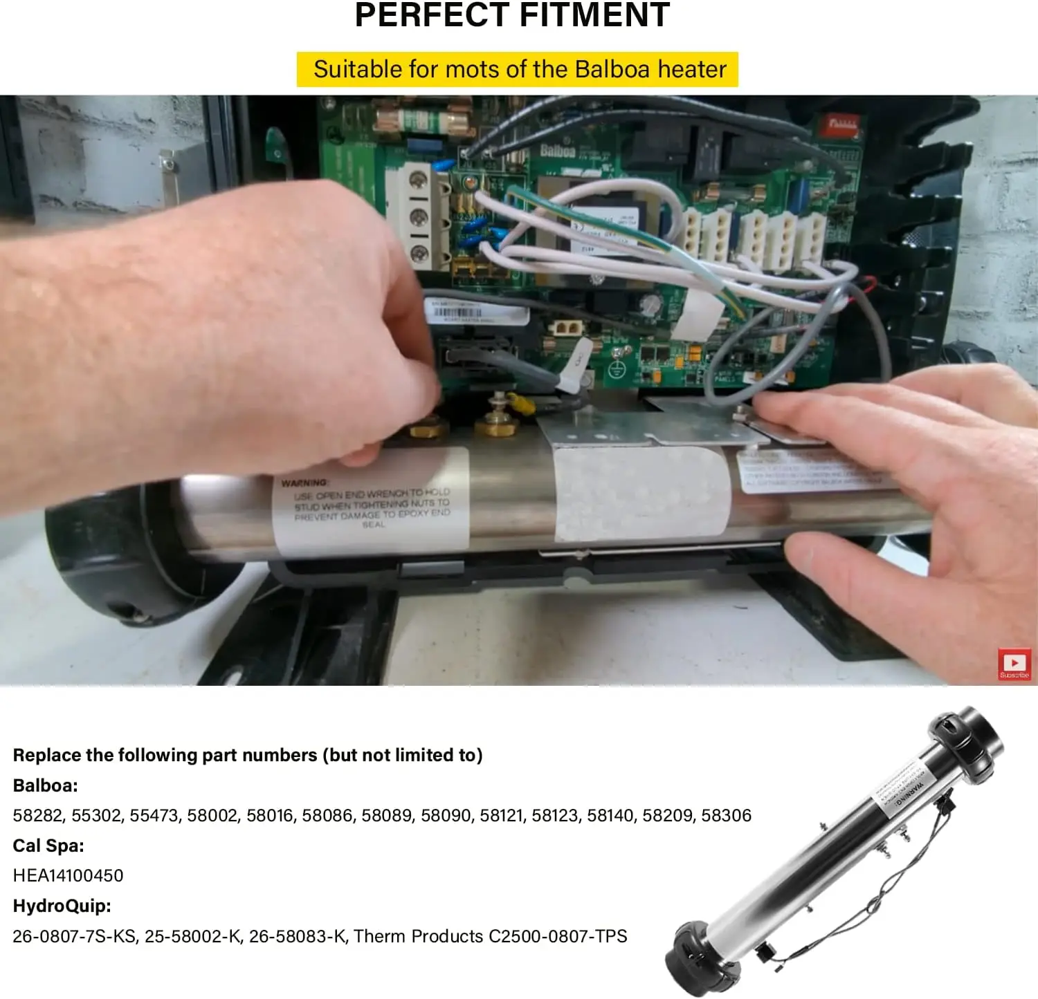 TML Replace Part for Balboa 58083 Hot Tub Heater Element 25-175-1010 VS M7 Spa Heater Assembly, 5.5KW, 240V, 58083