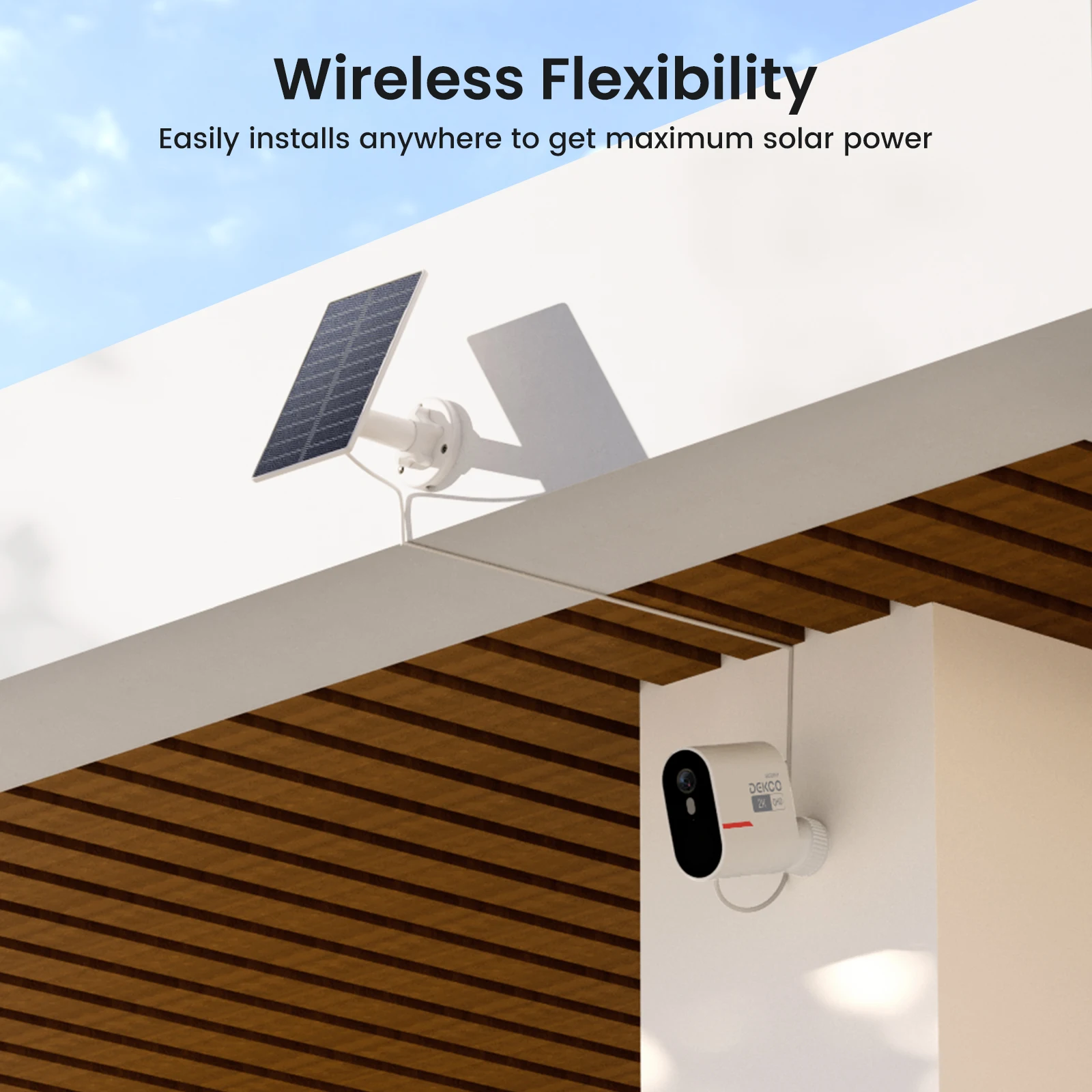 Dekco 3MP WiFi Solar Camera System 2 Cam Kit Outdoor Wireless Home Security Camera Set Color Night Vision 2-Way Audio CCTV Cam