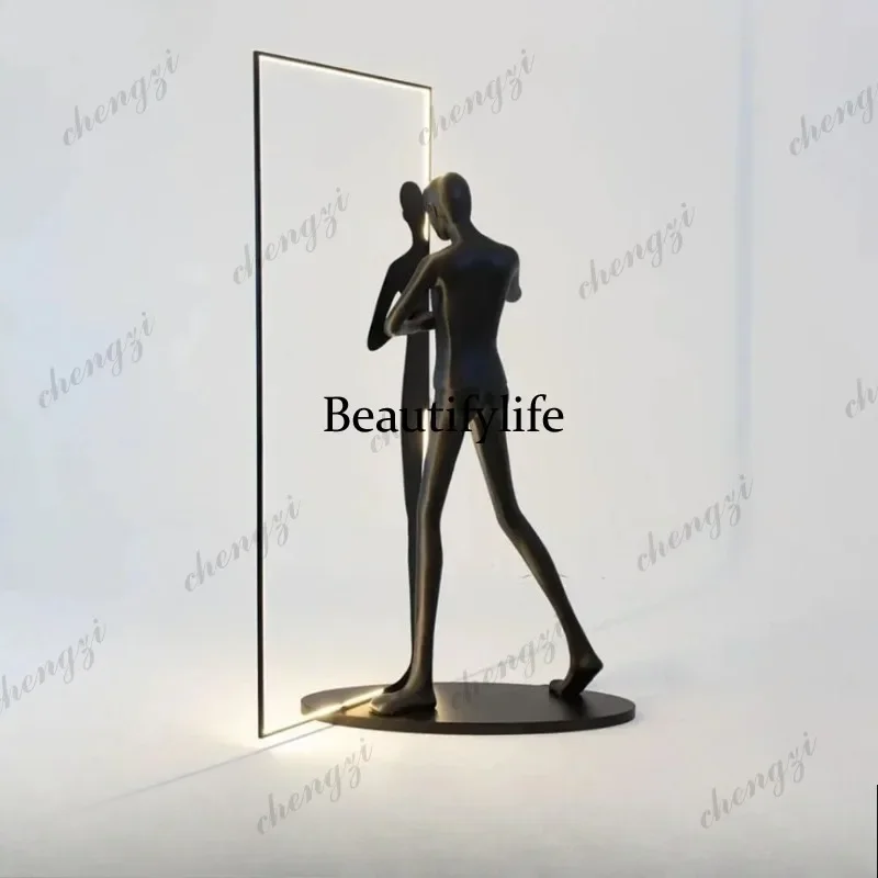 E153 Modern humanoid art sculpture floor lamp ornament FRP exhibition hall sales department decorative ornament