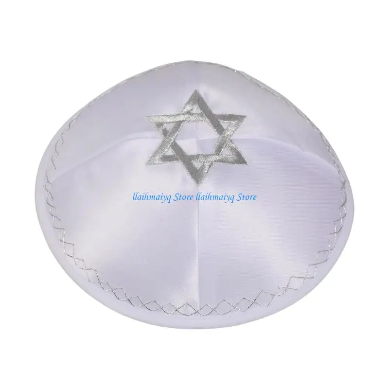 573B Embroidery Pattern Jewish Cap Polyester Skull Hat Traditional Kippah Hat For Men Religious Ceremonies And Daily Use