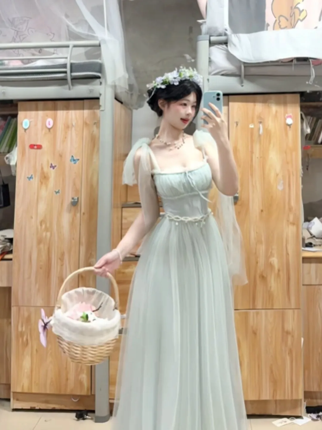 

Gentle Wind Beautiful Puffy Tulle Strap Long Dress Elegant Summer Cotton Blend Casual Formal Occasion Suitable Dress