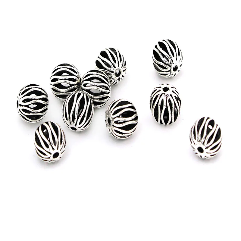 10Pcs Tibetan Antique Silver Gold Color Spacer Beads Charm Round Metal Beads Accessories for Bracelets Necklace Jewelry Making - view 3