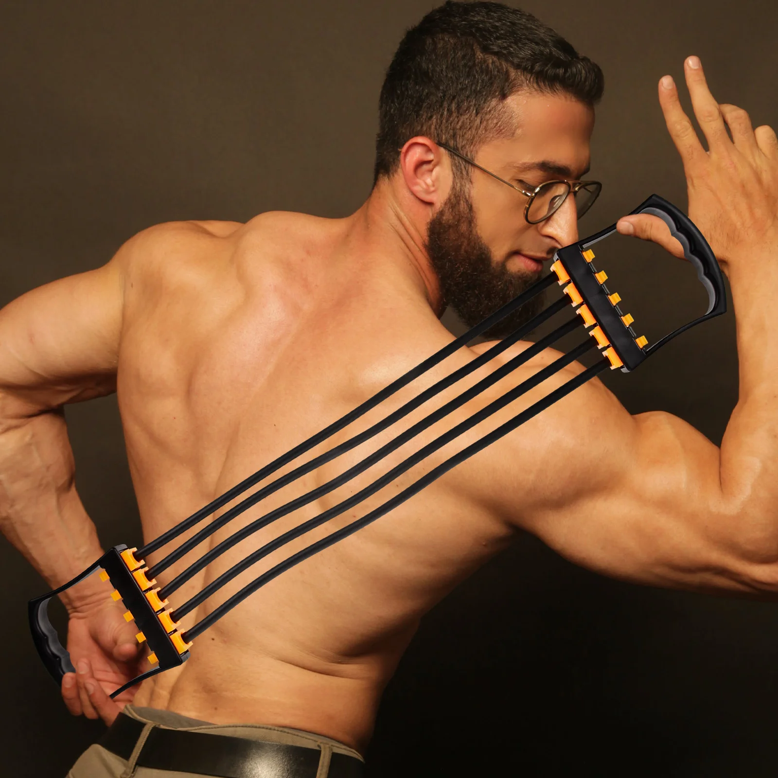 

Chest Expander Fitness Rope Black Orange Random Heavy Duty Pulling Strap Gym Accessory Portable Workout Tpe Elastic Band