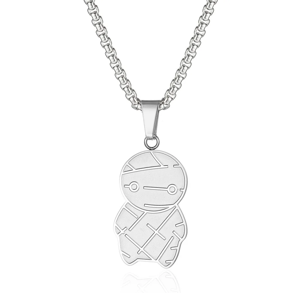 Trendy Cartoon Bandage Mummy Necklace Street Hip Hop Titanium Steel Unisex Sweater Chain Accessories Jewelry Gift