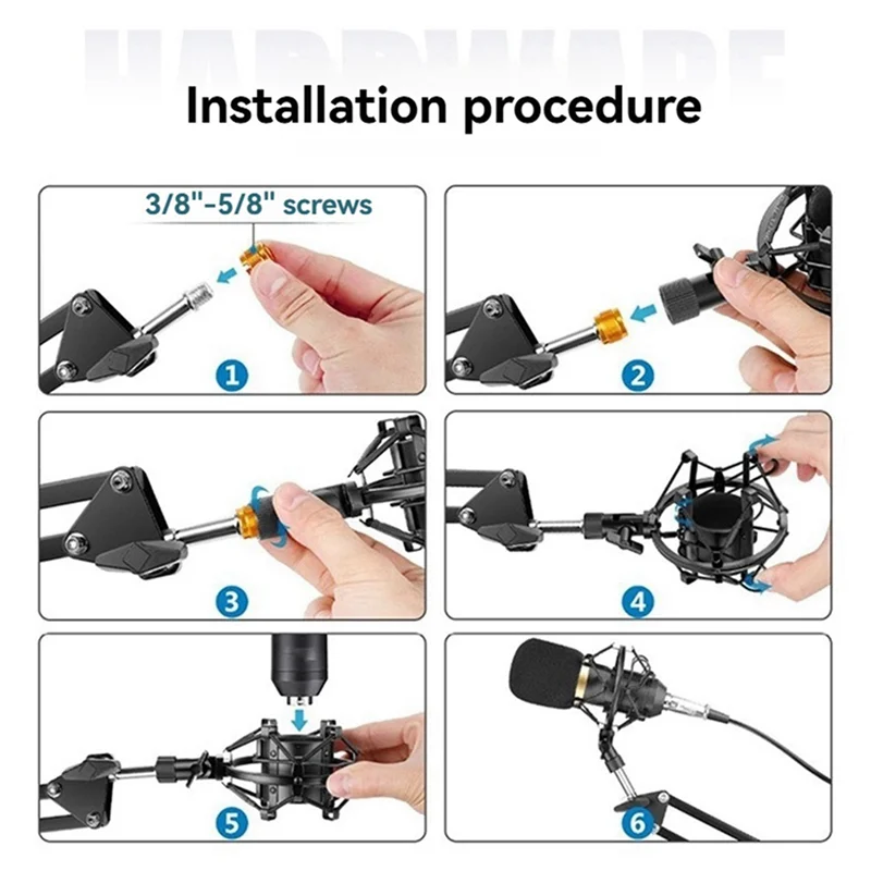 

Universal Shock Mount For Microphones 45Mm-52Mm High Compatibility Mic Holder Anti-Vibration Suspension A-AU47