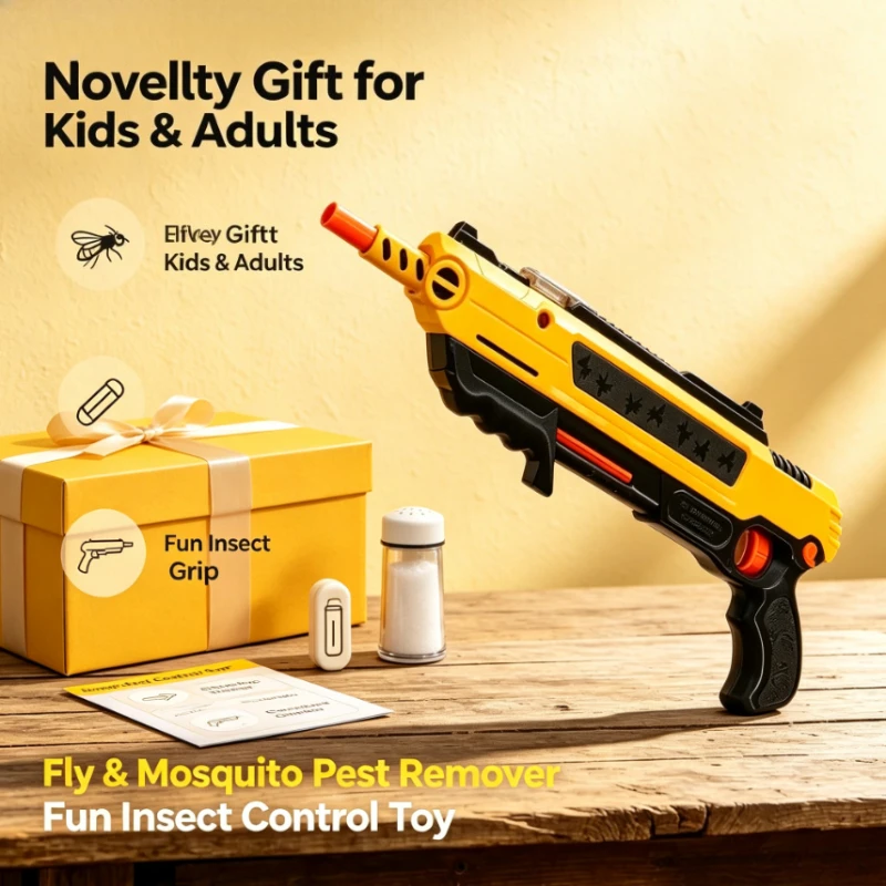 Salt Shooter, Fly Mosquito Pest Remover Toy, Portable Insect Control Game, Novelty Gift for Kids & Adults, Indoor Backyard Game