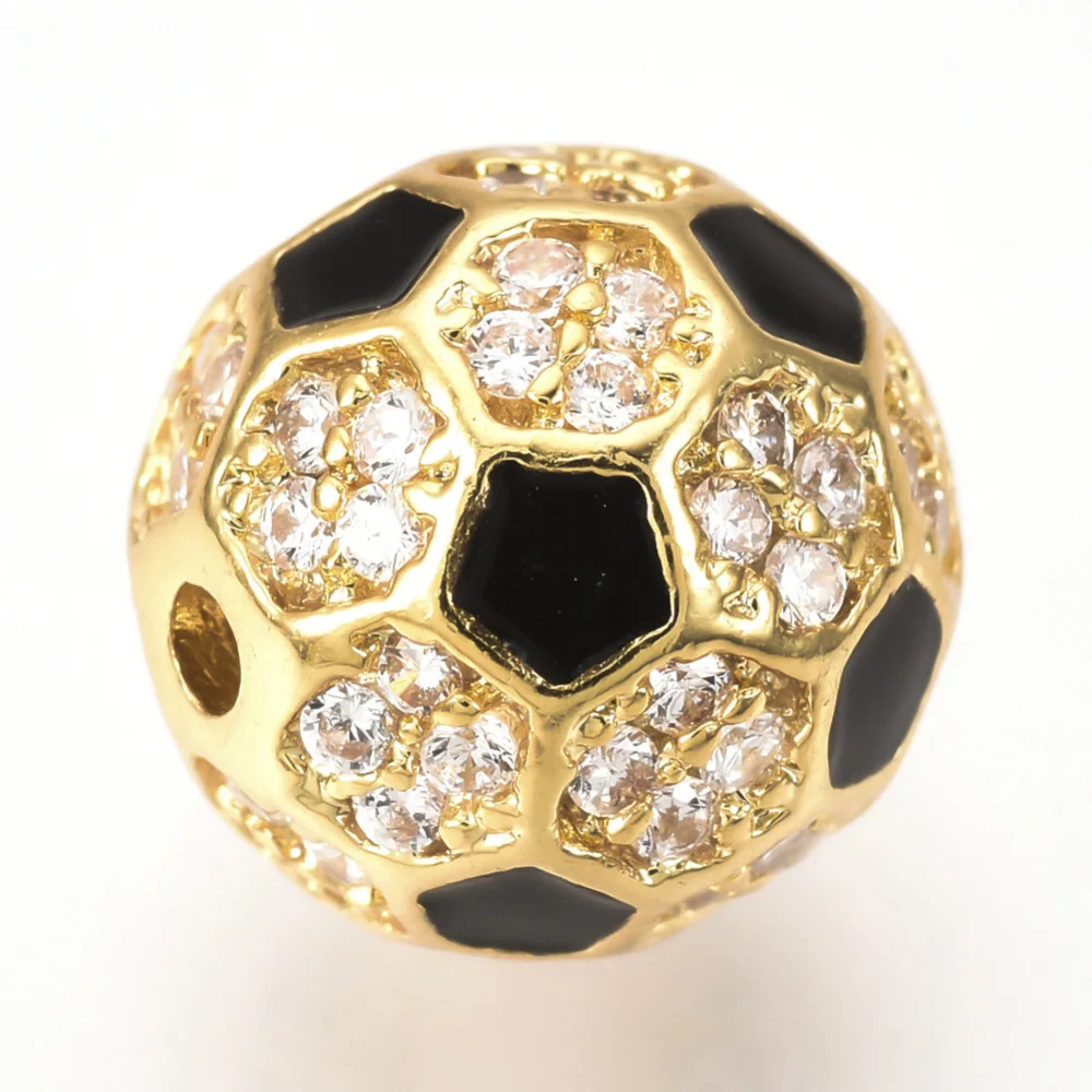 

10pc Brass Micro Pave Cubic Zirconia Beads FootBall/Soccer Ball Bead For DIY Handmade Jewelry Making Necklace Accessories 8/10mm